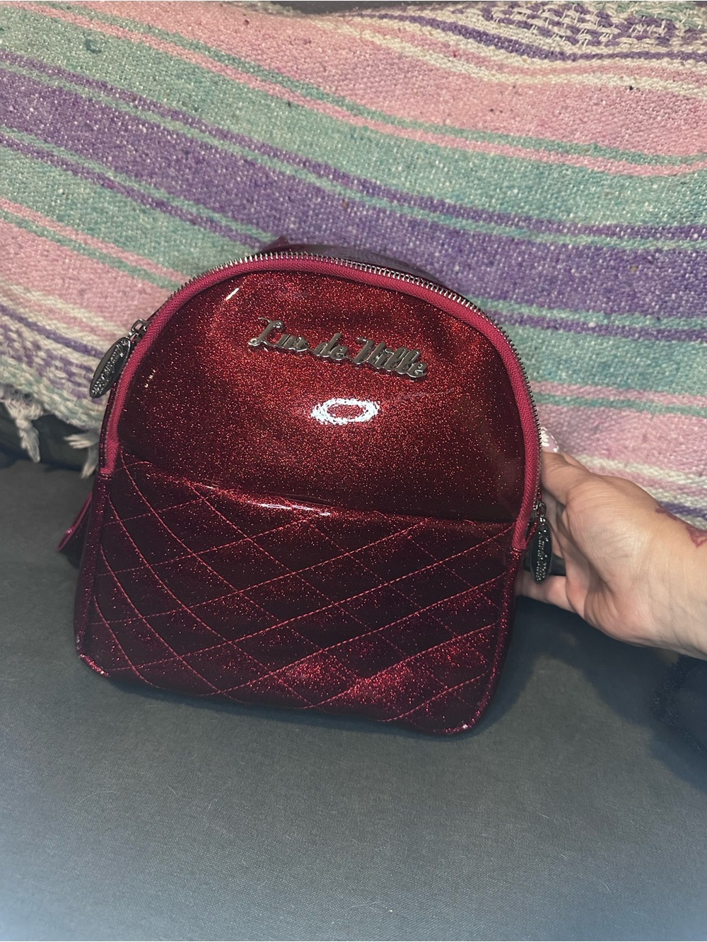 Lux de Ville Shimmer Quilted Red Mini Backpack